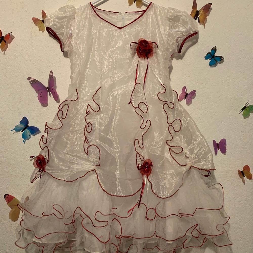 White and red toddler dress